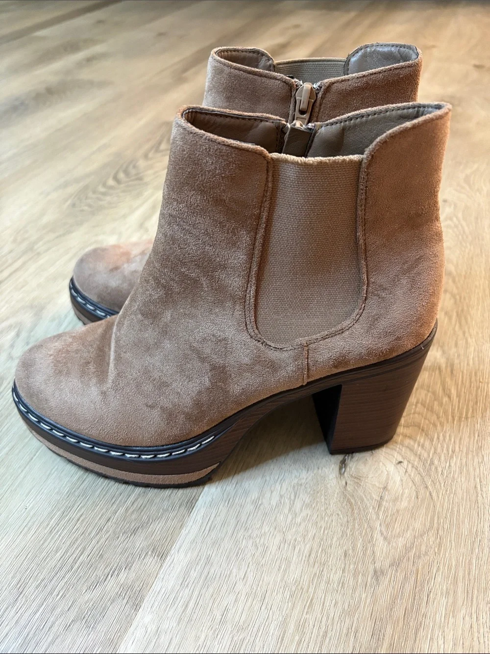 Altar'd State Sonata Platform Booties Tan Suede 7.5 boho classic essential